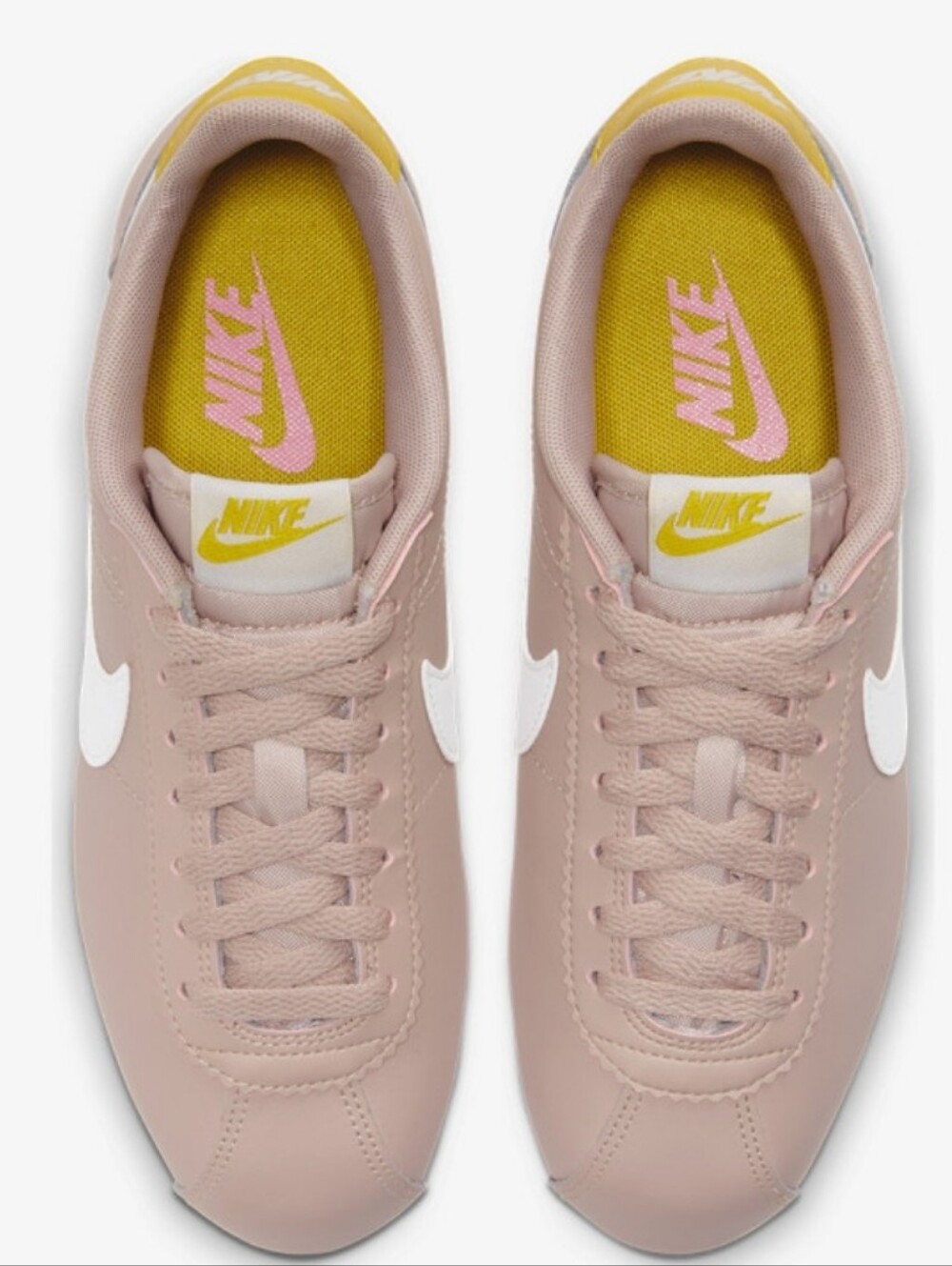 Nike Classic Cortez Fossil Stone Pink Yellow Sneaker Women's Size 7 EUC